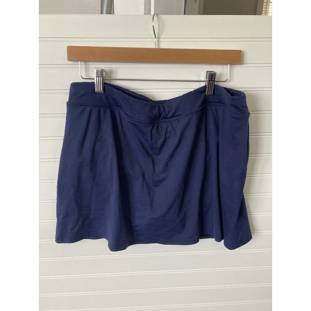 Lands End Swim Skirt 14 Bottoms Only Navy Blue Summer Vacation Cruise